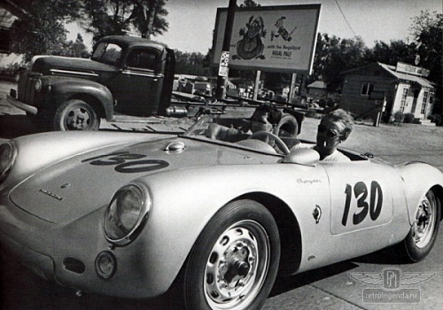 James Dean driving his Porsche 550