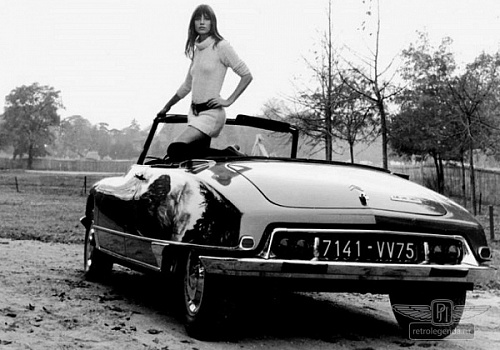 Jane Birkin on Citroen DS19 Décapotable